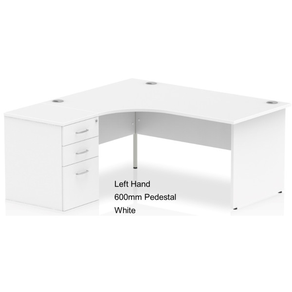 Rayleigh Panel End Desk with 600 Deep Pedestal